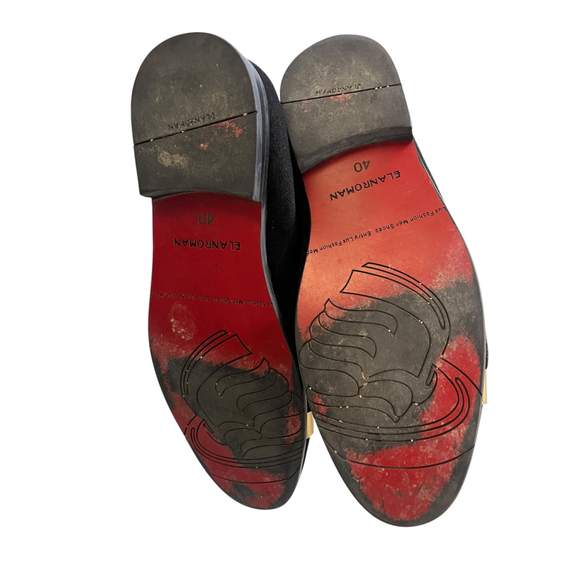 Elanroman Velvet Gold Detail Slip On Men's Shoes Size 40 EU 7 US Loafers Fashion - Picture 6 of 6